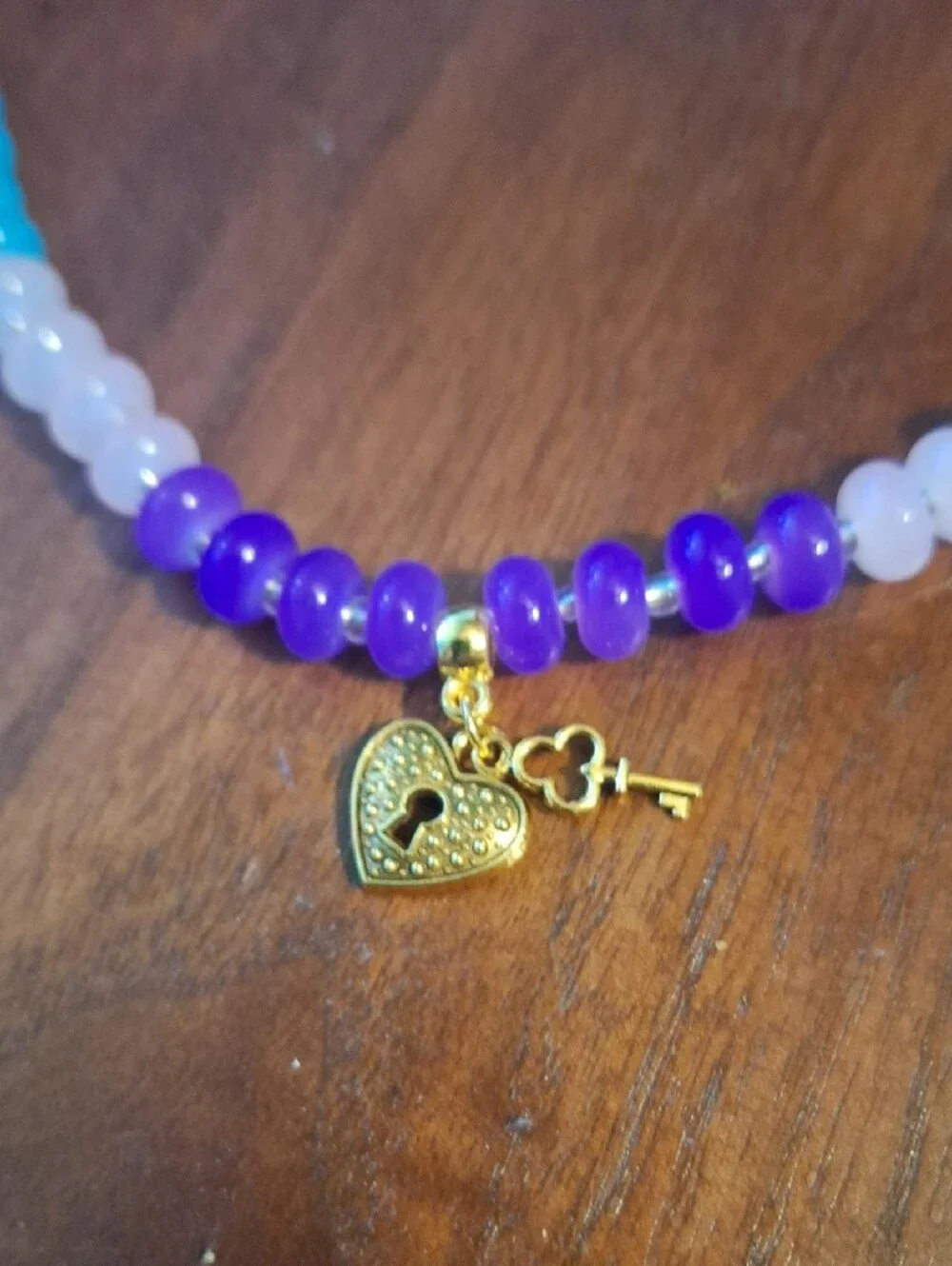 Gold Heart Lock Charm Multicolor Beaded Necklace